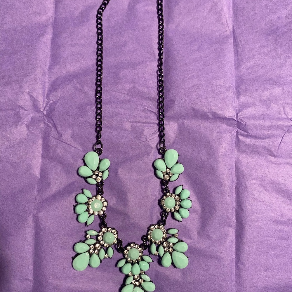 Floral Statement Necklace in Mint Green